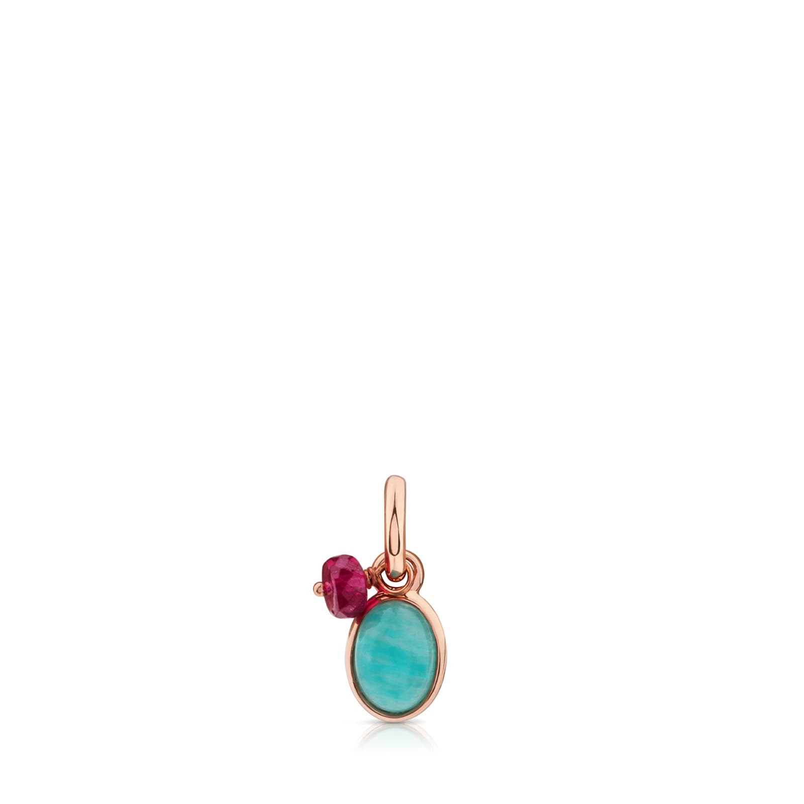 Rose 18K gold vermeil Tiny Pendant with Amazonite and Ruby