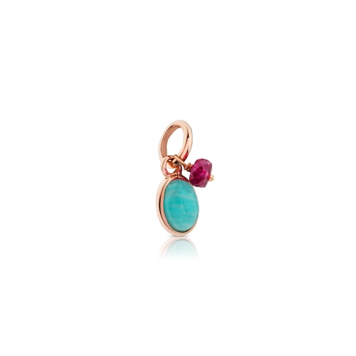 Colgante con baño de oro rosa 18 kt sobre plata y amazonita y rubí tratado Tiny