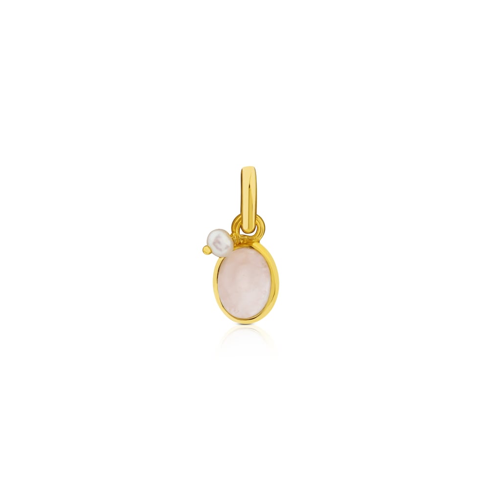 Vermeil Silver Tiny Pendant with Rose Quartz and Pearl
