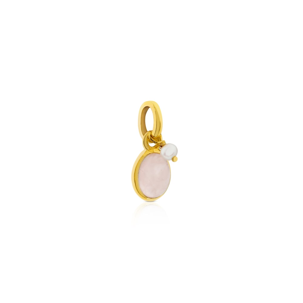 Vermeil Silver Tiny Pendant with Rose Quartz and Pearl