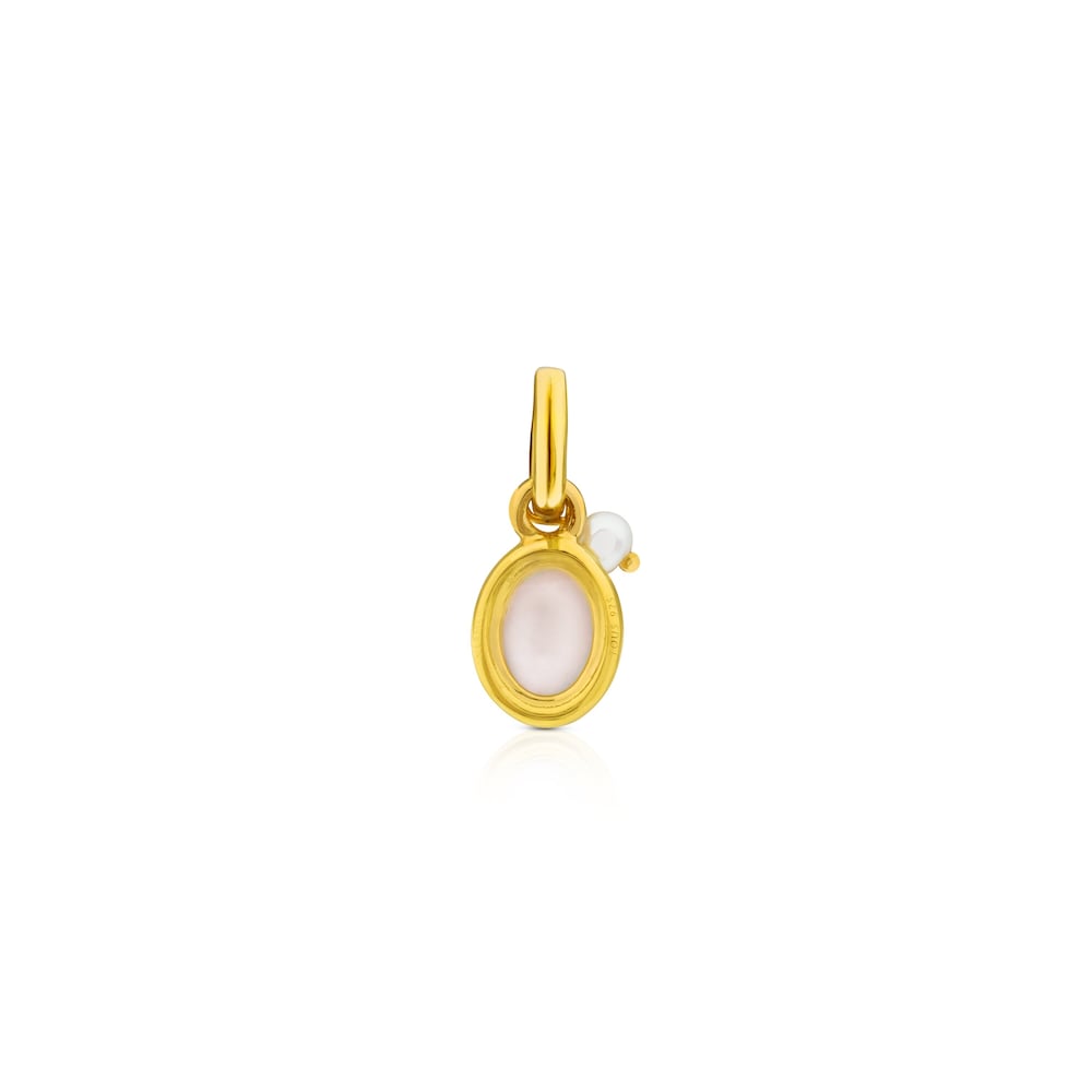Vermeil Silver Tiny Pendant with Rose Quartz and Pearl
