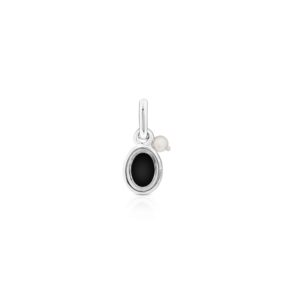 Silver Tiny Pendant with Onyx and Pearl
