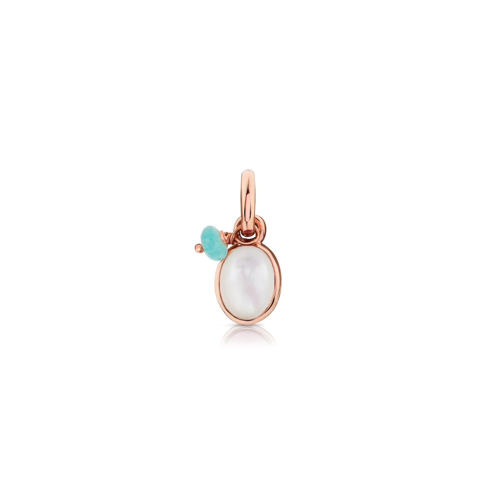 Rose Vermeil Silver Tiny Pendant with Mother-of-Pearl and Amazonite