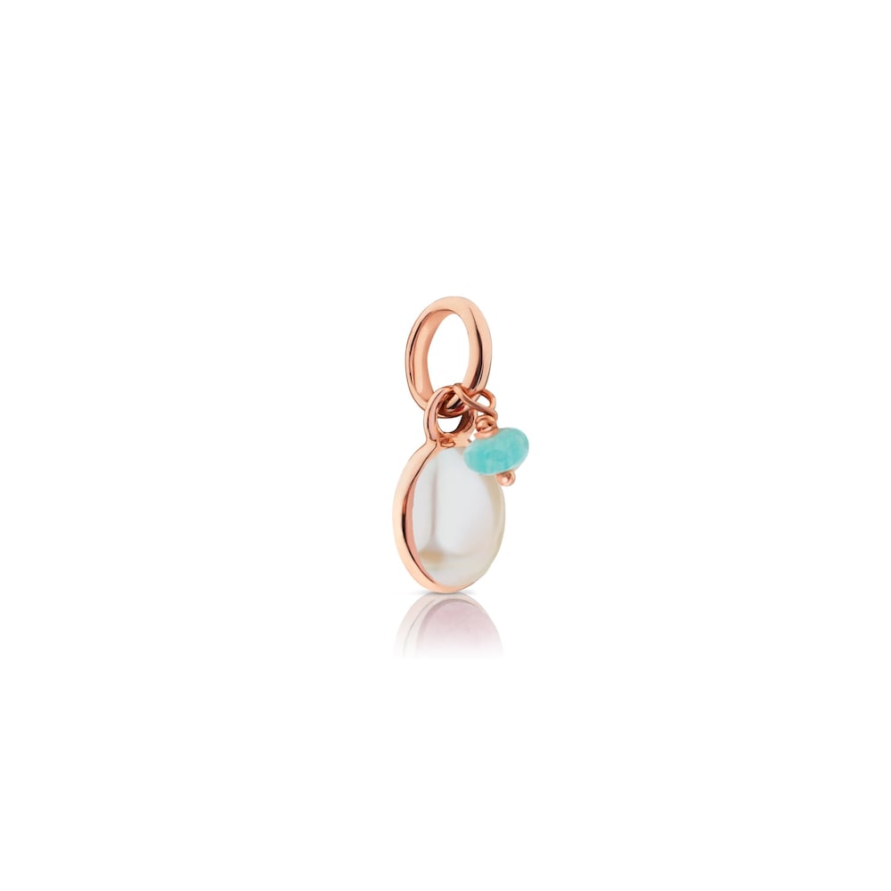 Rose Vermeil Silver Tiny Pendant with Mother-of-Pearl and Amazonite