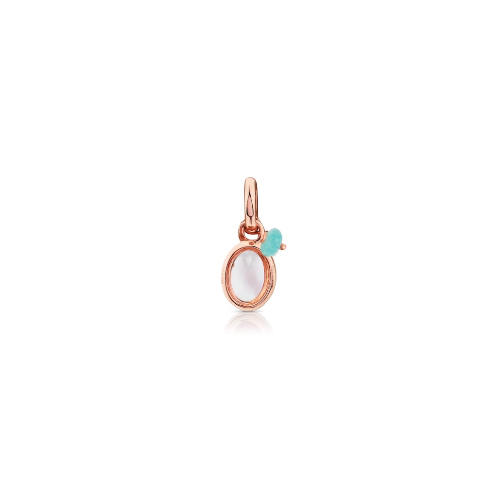 Rose Vermeil Silver Tiny Pendant with Mother-of-Pearl and Amazonite