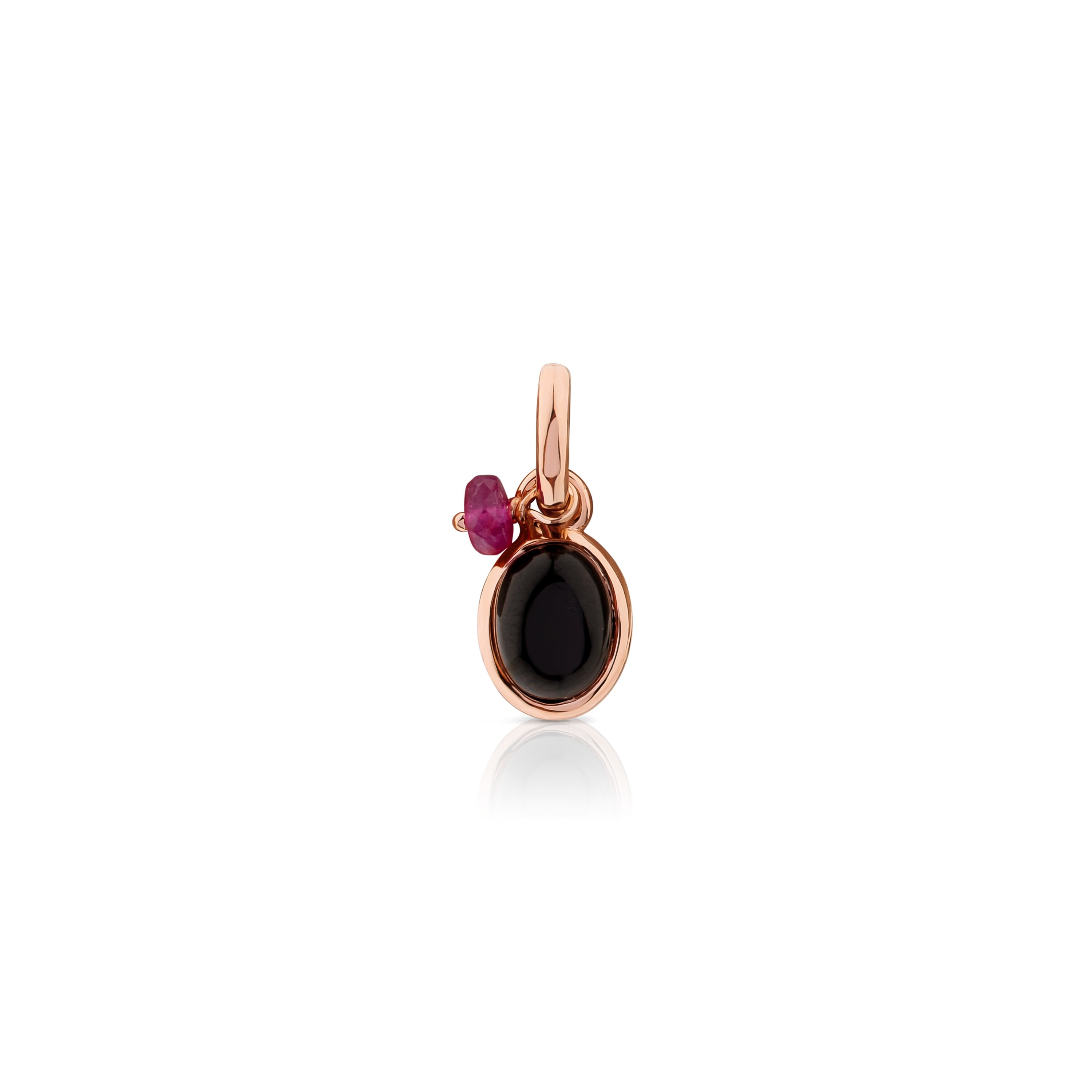 Rose 18K gold vermeil Tiny Pendant with Onyx and Ruby