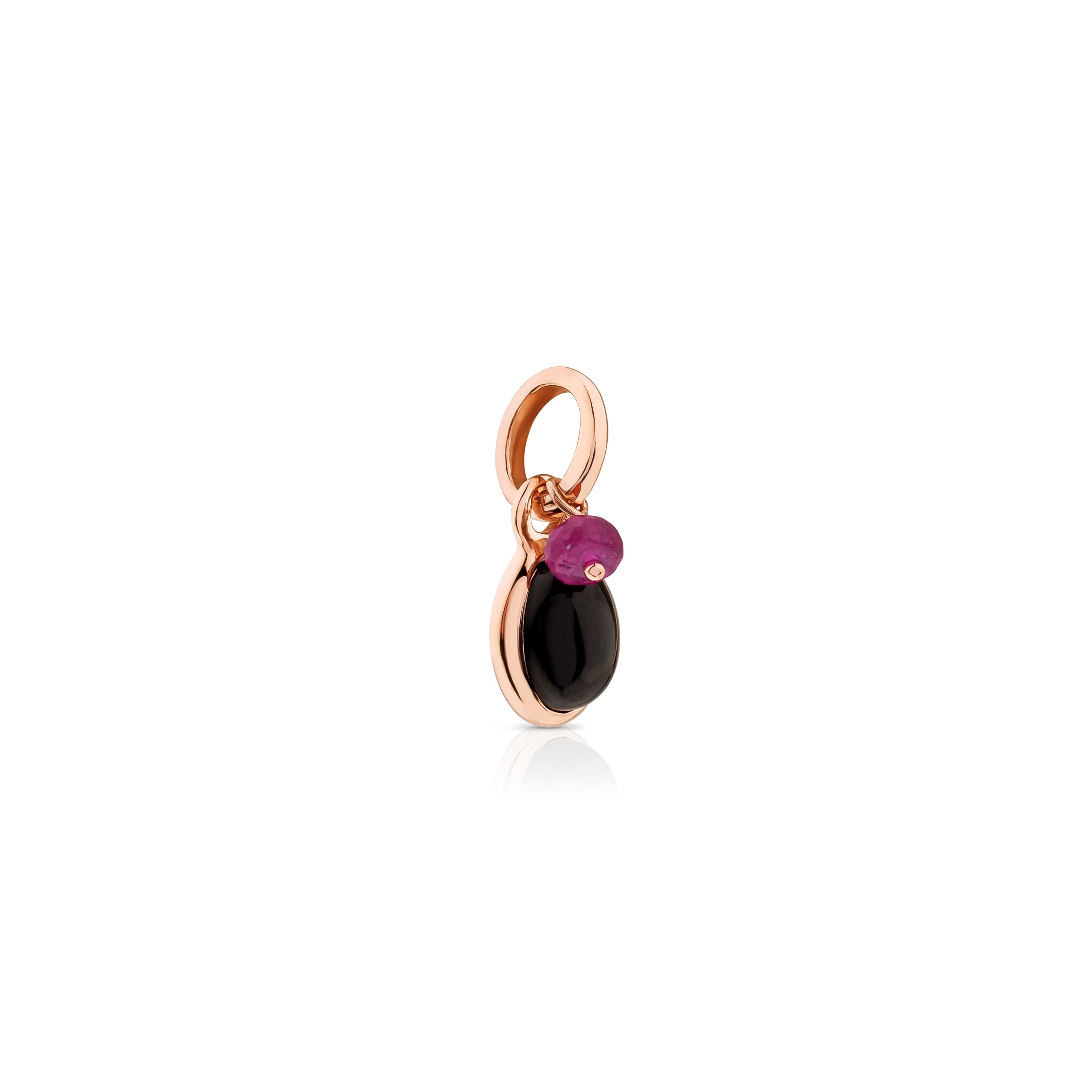 Rose Vermeil Silver Tiny Pendant with Onyx and Ruby