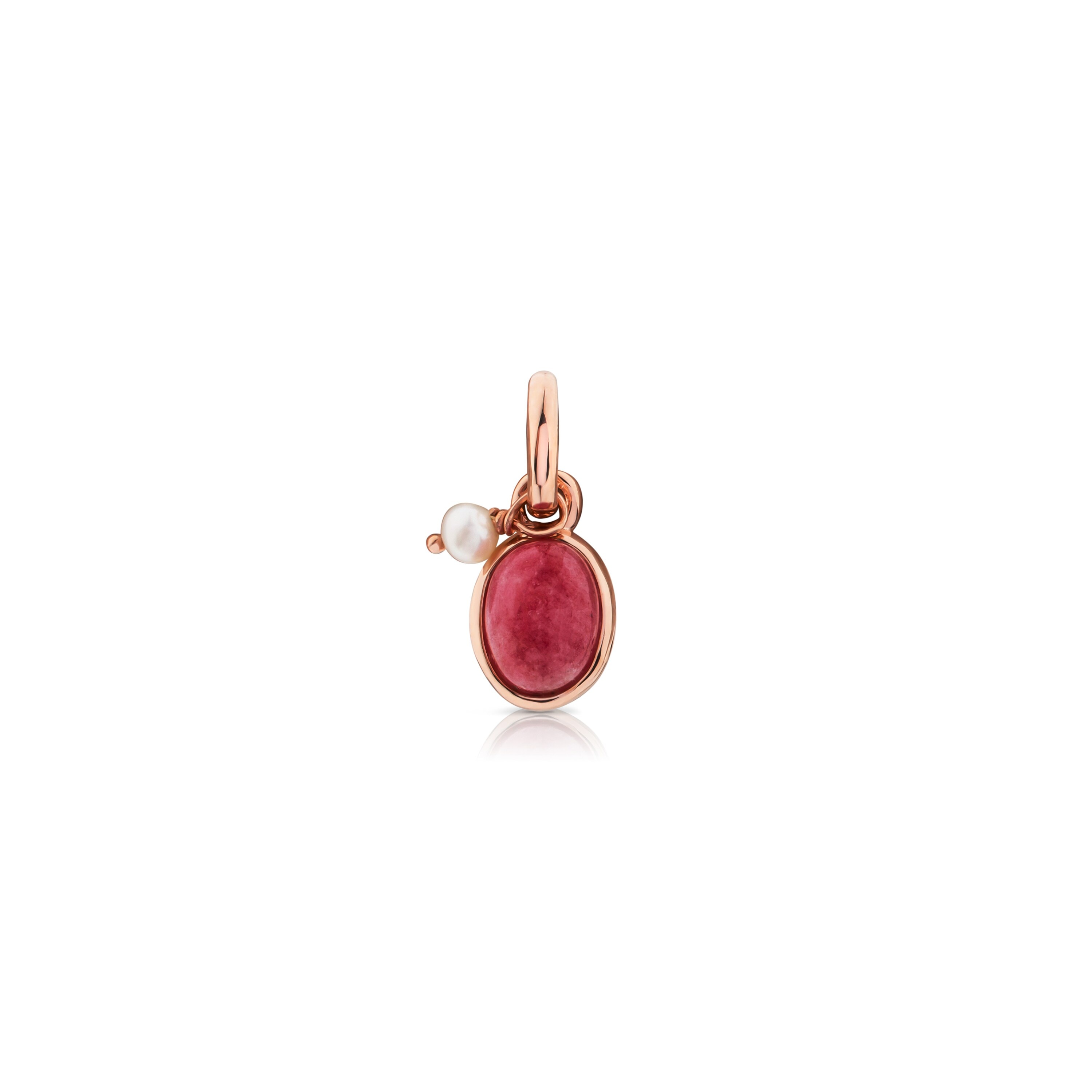Rose 18K gold vermeil Tiny Pendant with Rodochrosite and Pearl