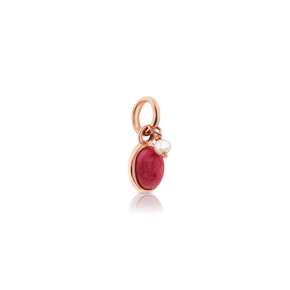 Colgante con baño de oro rosa 18 kt sobre plata y rodonita y perla cultivada Tiny image number 1