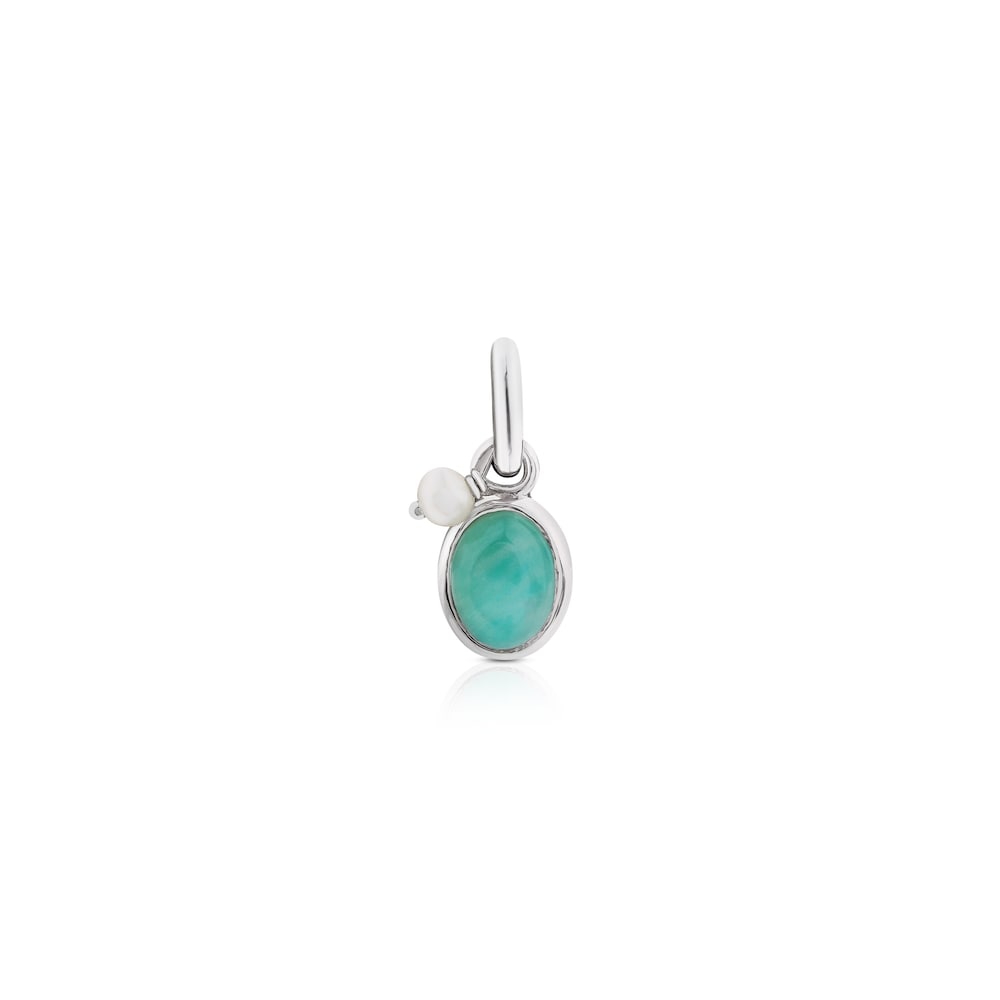Silver Tiny Pendant with Amazonite and Pearl
