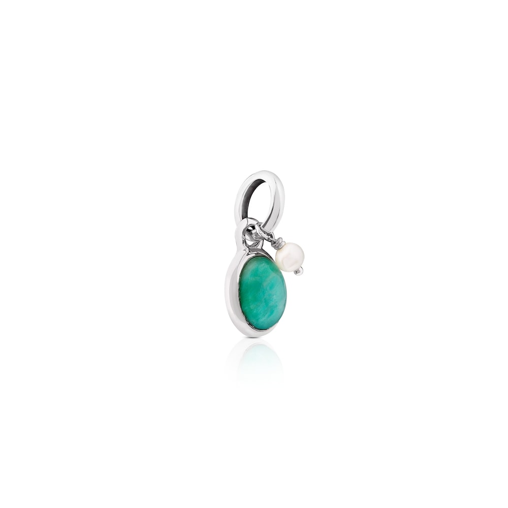 Silver Tiny Pendant with Amazonite and Pearl