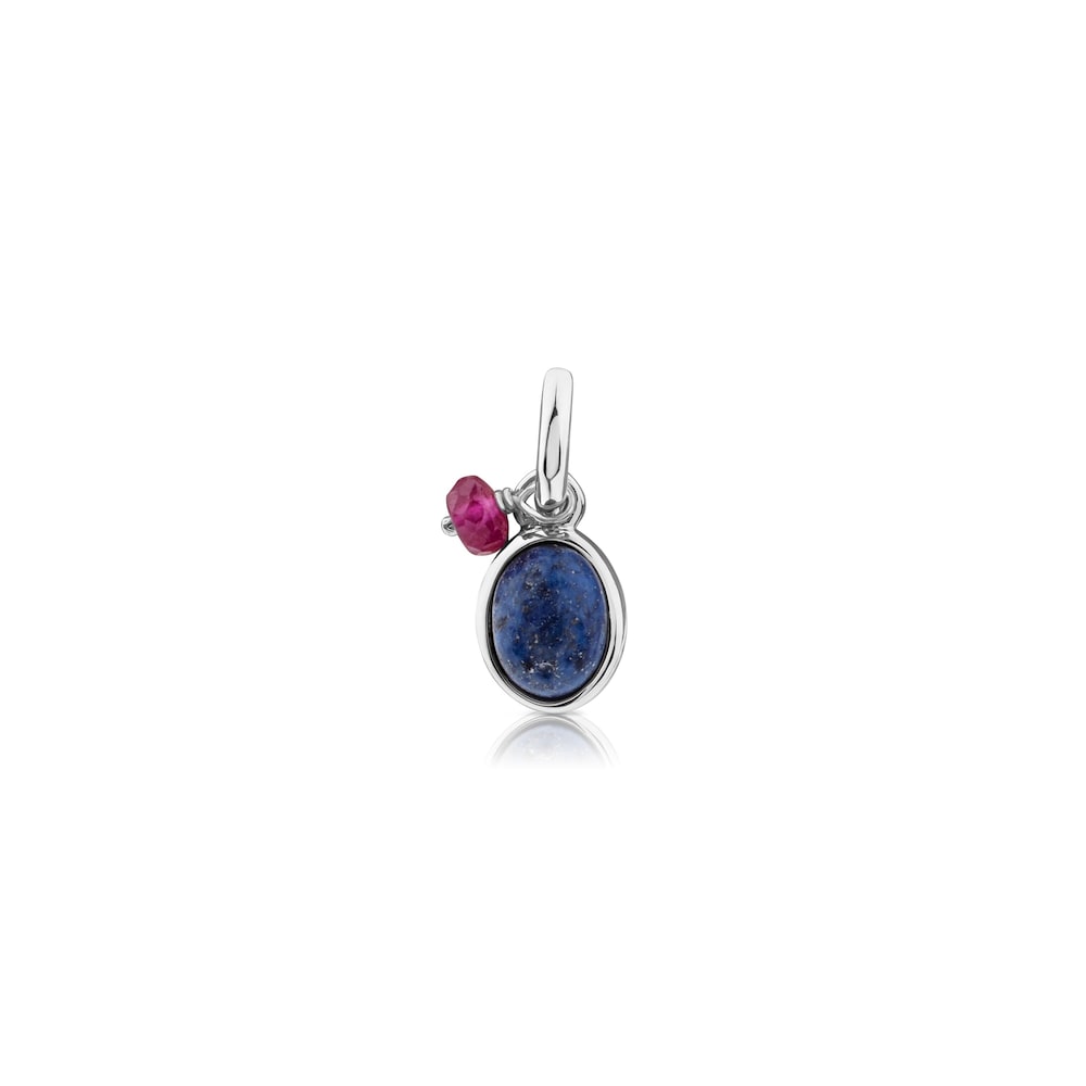 Silver Tiny Pendant with Dumortierite and Ruby