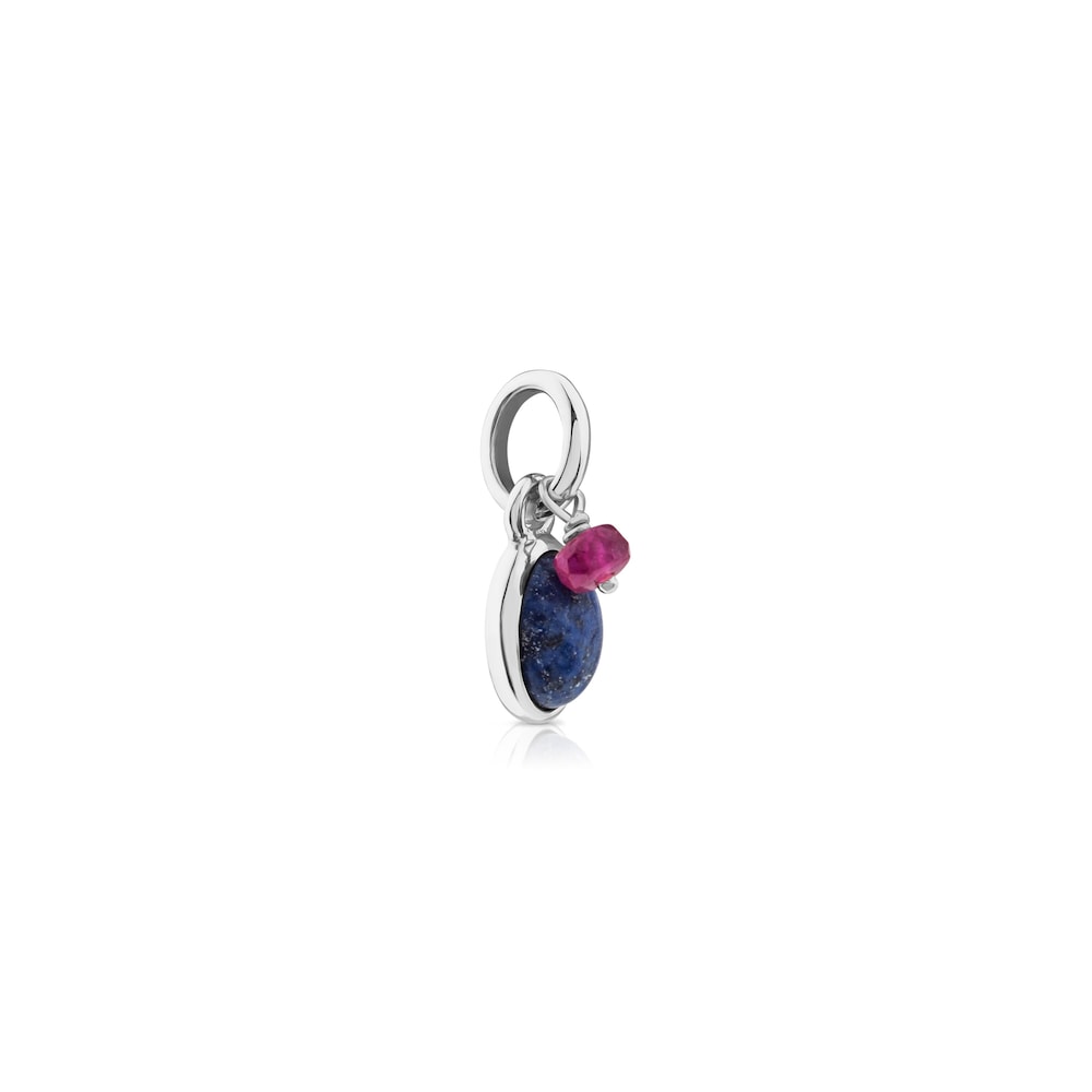 Silver Tiny Pendant with Dumortierite and Ruby
