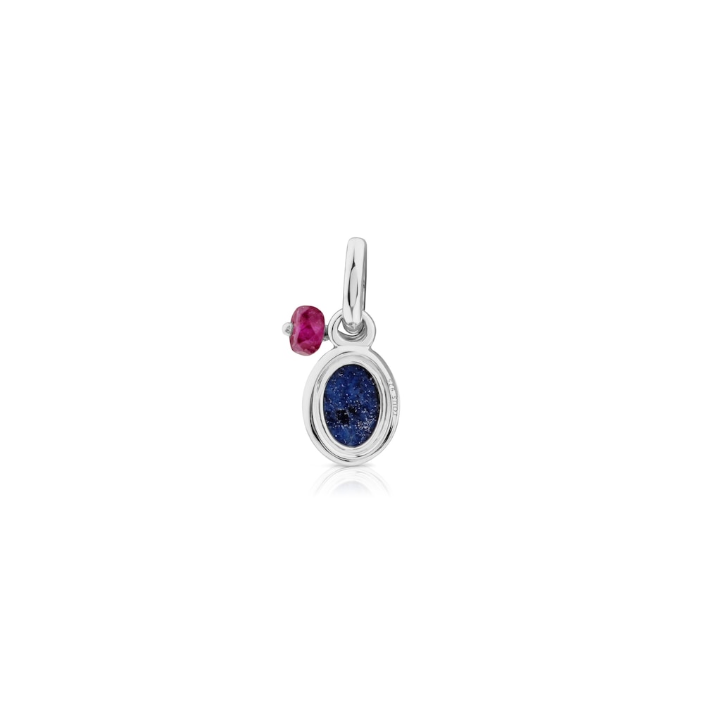 Silver Tiny Pendant with Dumortierite and Ruby