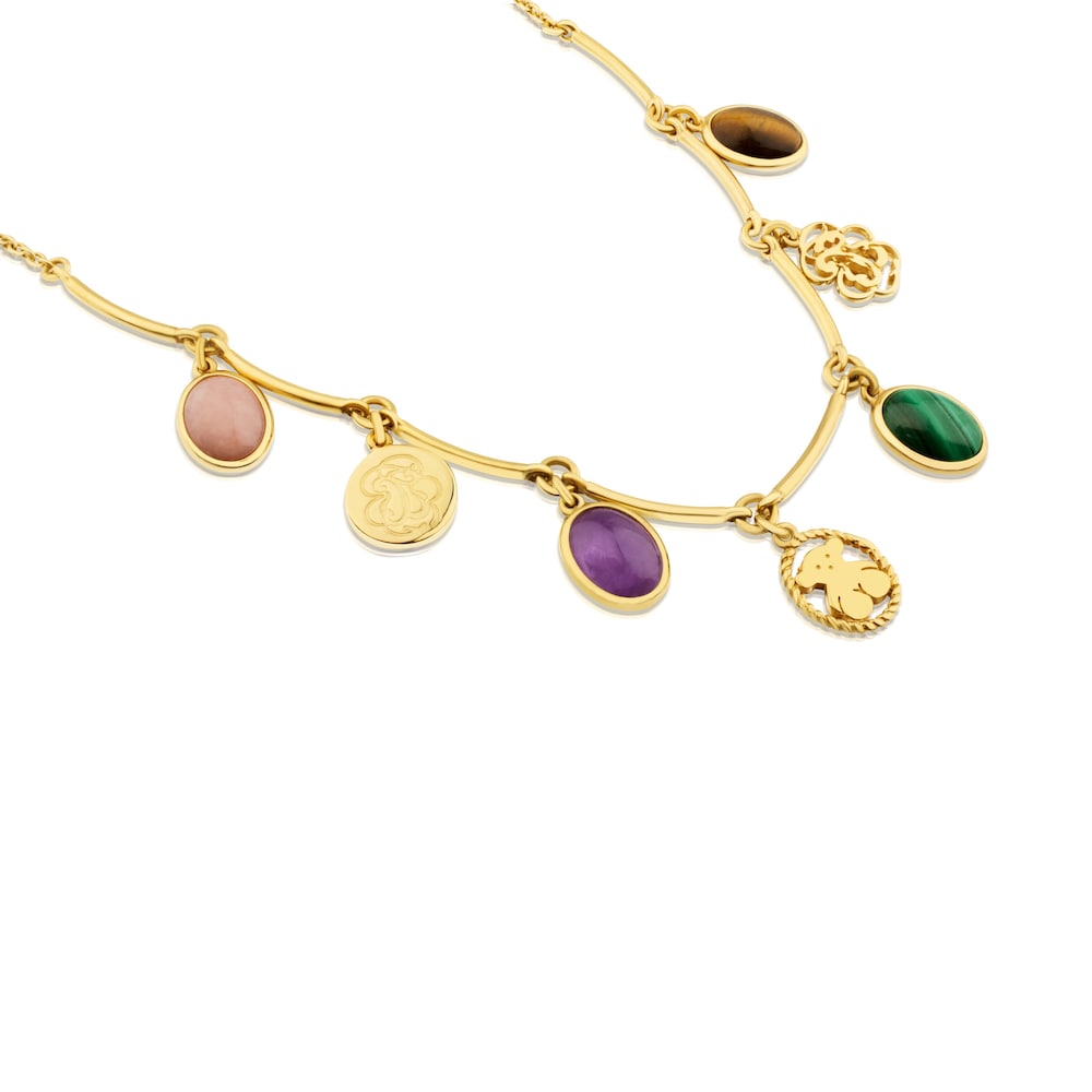 Collar con ba&ntilde;o de oro 18 kt sobre plata con gemas Camee