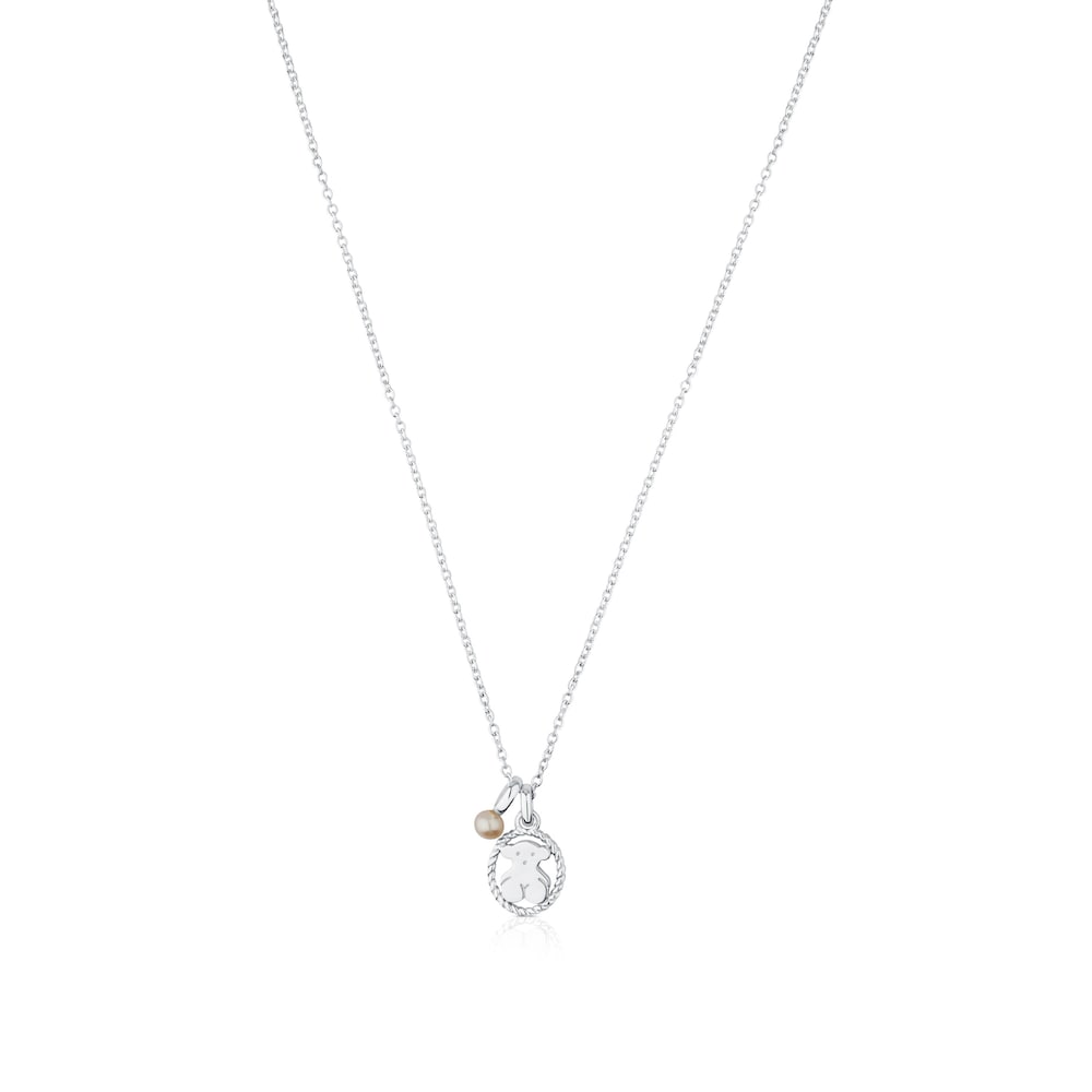 Silver Camee Necklace with Pearl