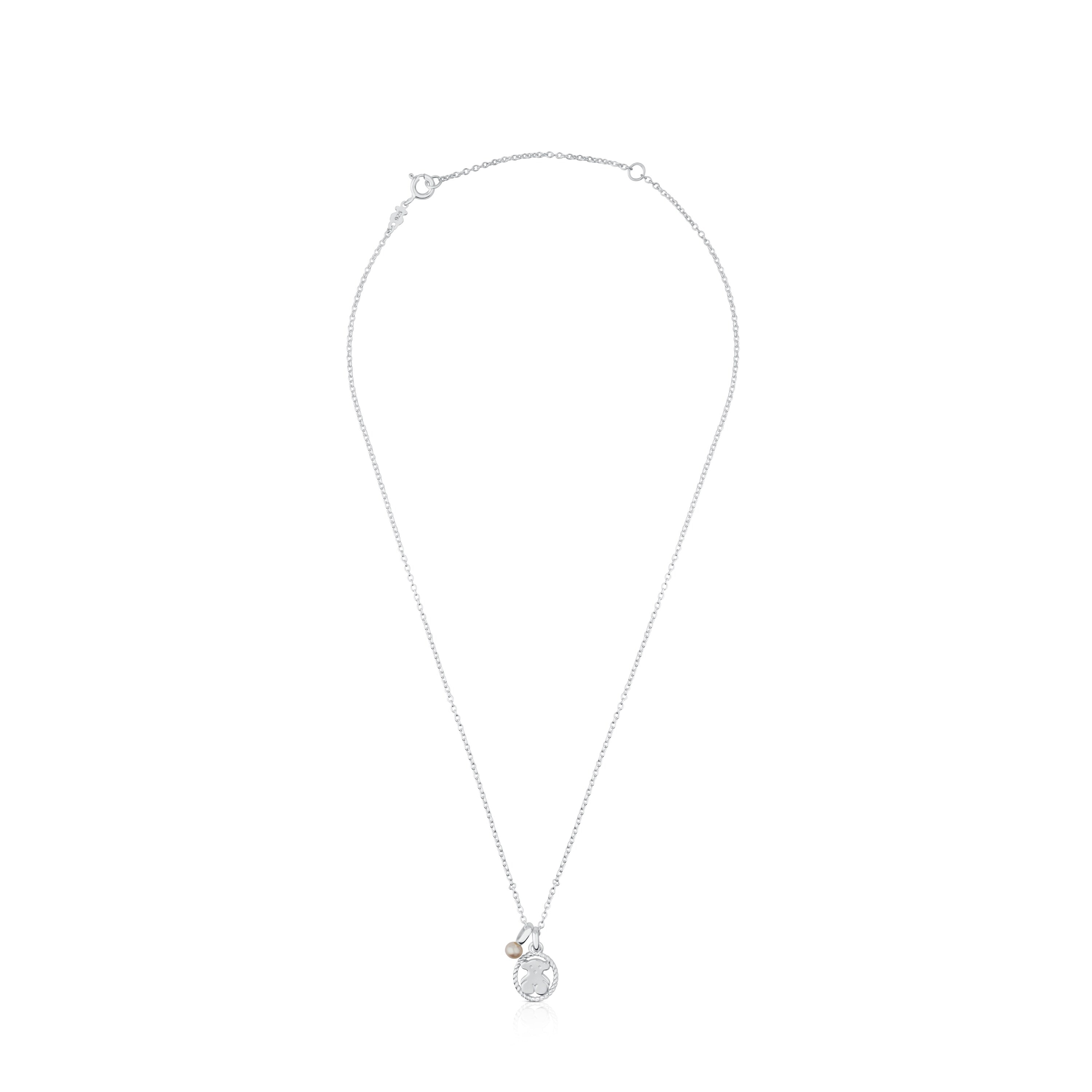 Silver Camee Necklace with Pearl