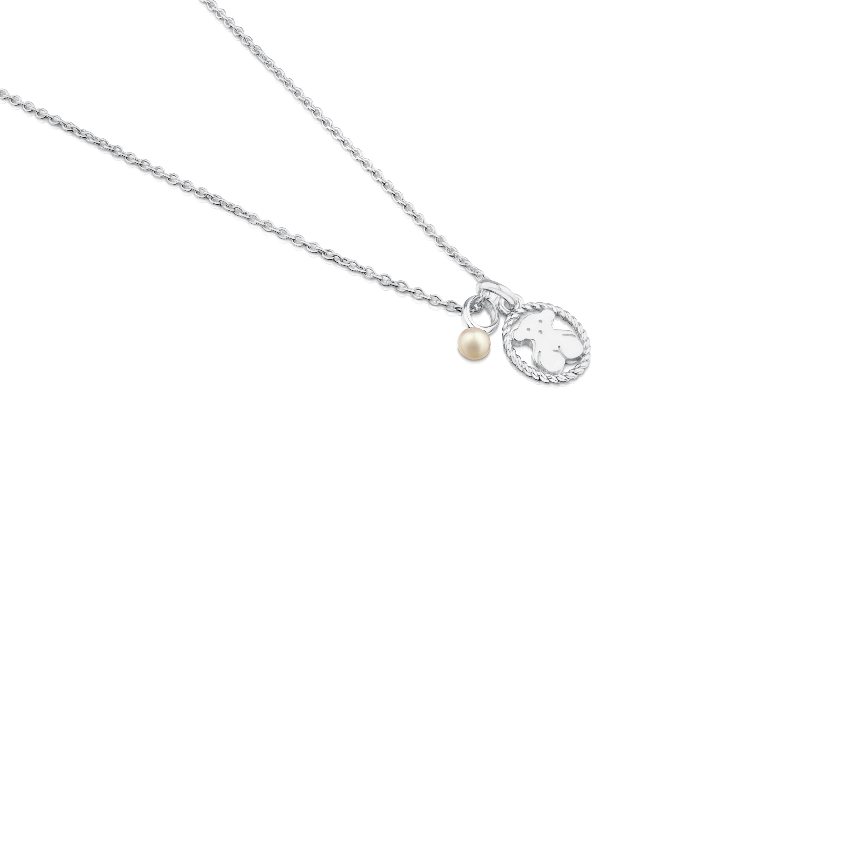 Silver Camee Necklace with Pearl