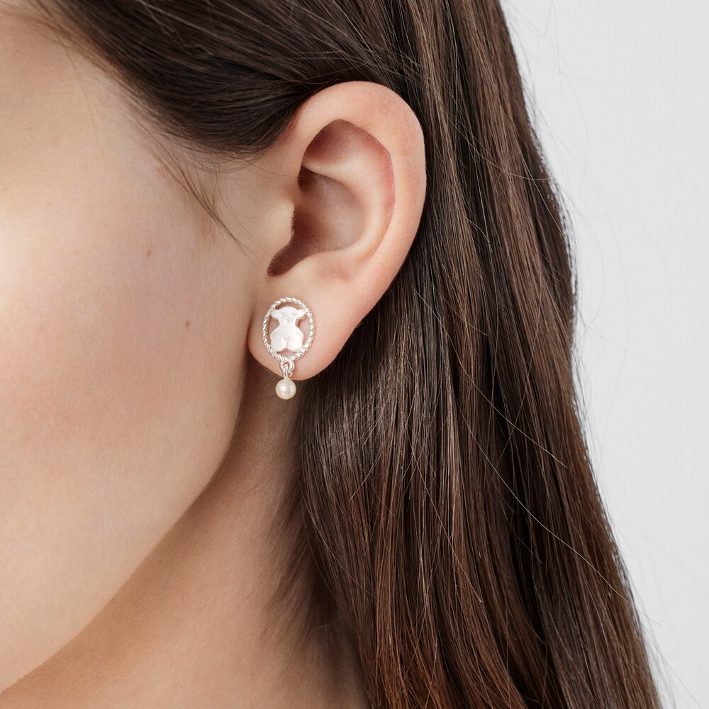 Pendientes de plata con perla cultivada Camee