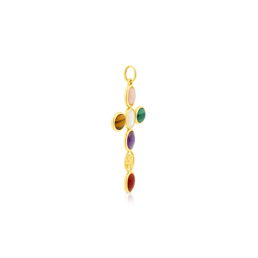 Vermeil Silver Camee Pendant with Gemstones 