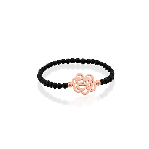 Rose Vermeil Silver Rubric Bracelet with Onyx 