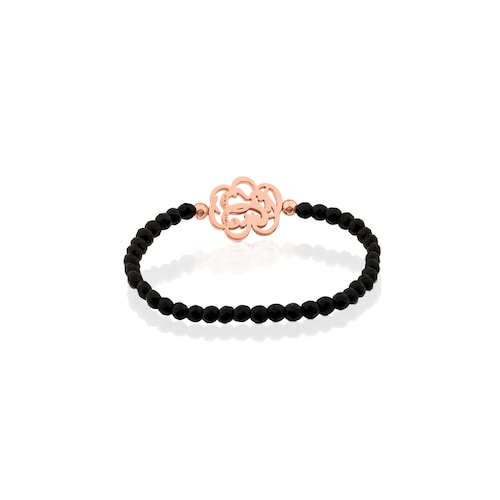 Rose Vermeil Silver Rubric Bracelet with Onyx 