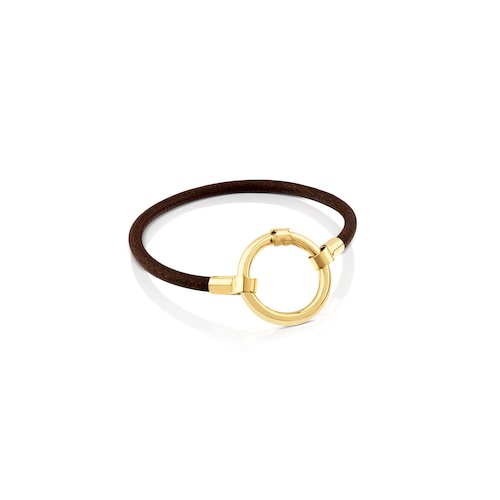 Vermeil Silver and Leather Hold Bracelet image number 0