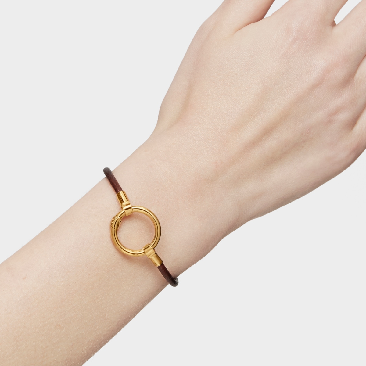 Vermeil Silver and Leather Hold Bracelet
