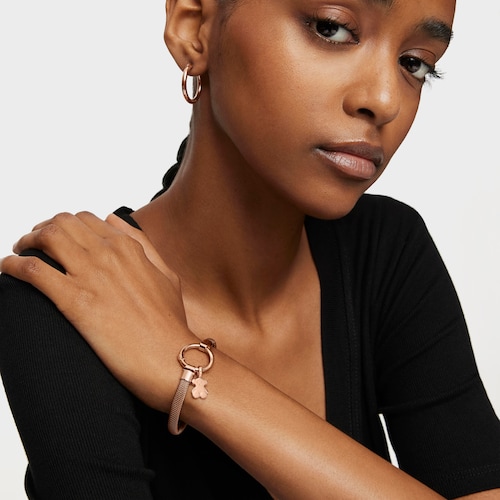 Medium Rose Vermeil Silver and Steel TOUS Hold Bracelet 1,15cm