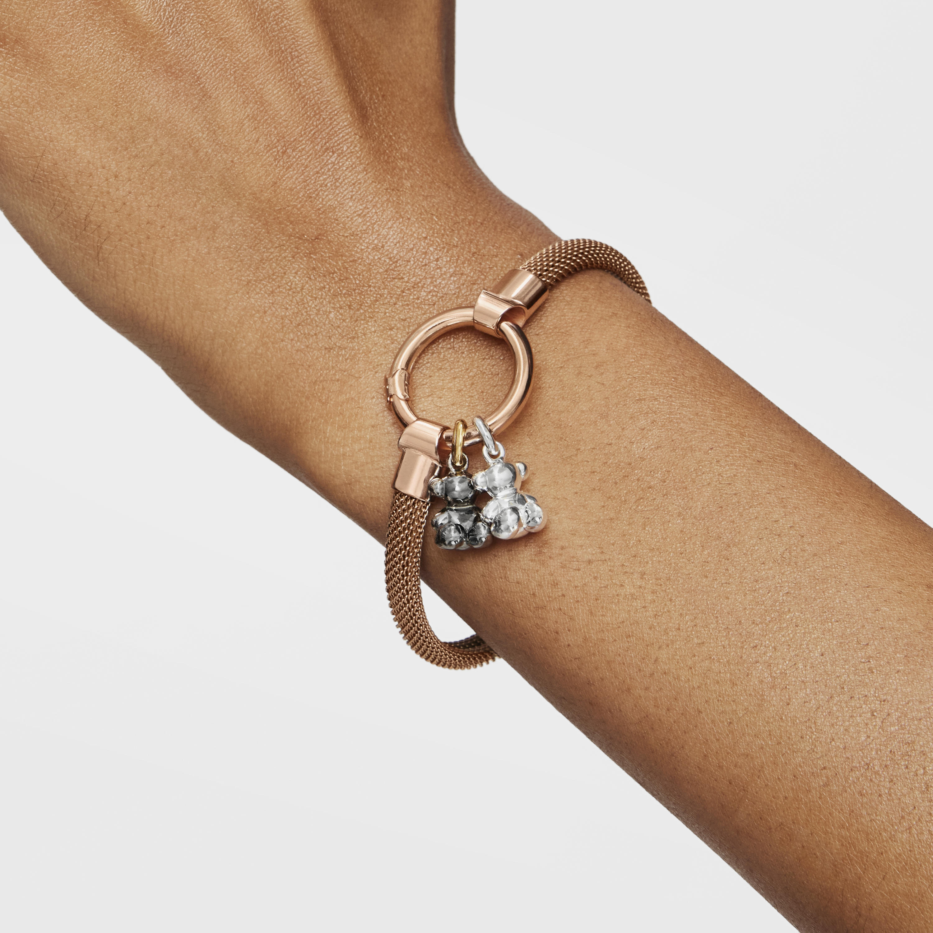 Medium Rose Vermeil Silver and Steel TOUS Hold Bracelet 1,15cm
