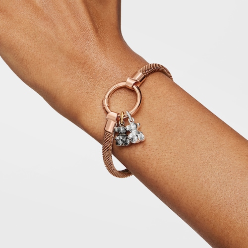 Medium Rose Vermeil Silver and Steel TOUS Hold Bracelet 1,15cm