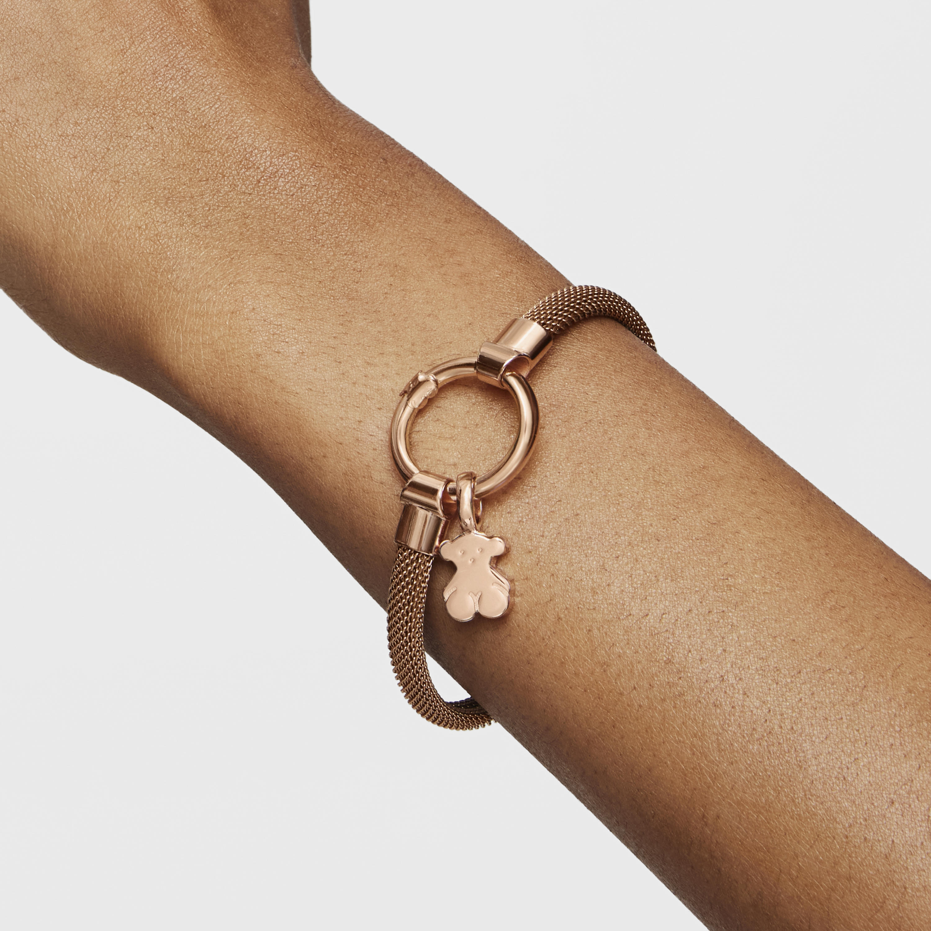 Medium Rose Vermeil Silver and Steel TOUS Hold Bracelet 1,15cm