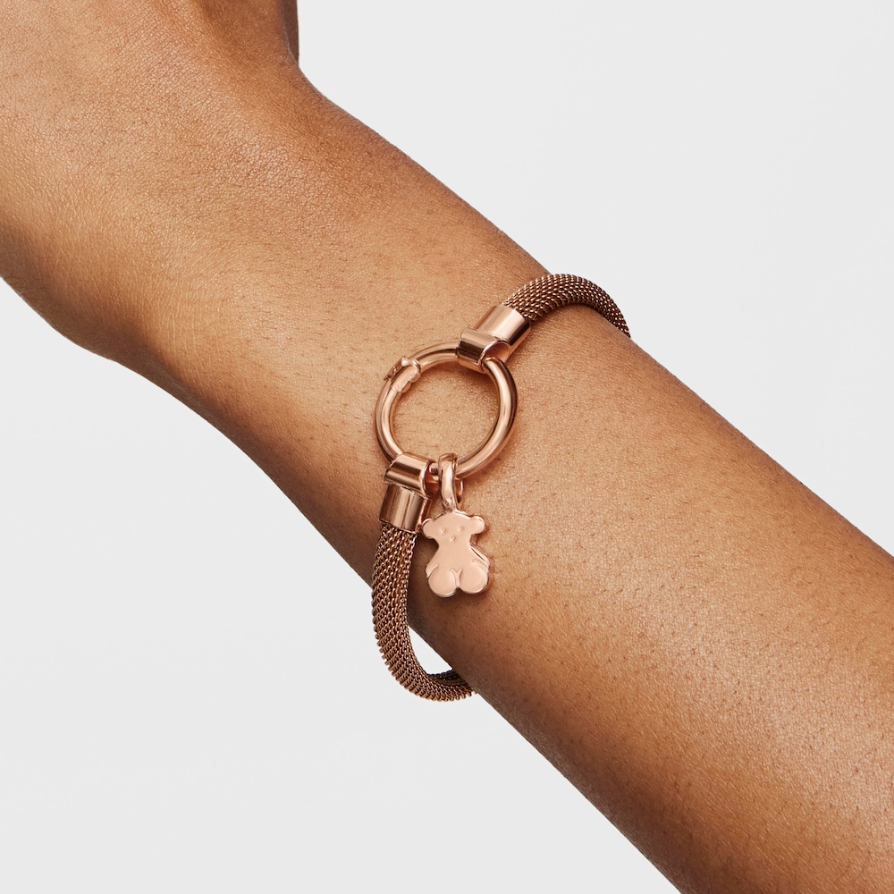 Medium Rose Vermeil Silver and Steel TOUS Hold Bracelet 1,15cm
