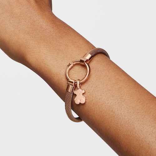 Medium Rose Vermeil Silver and Steel TOUS Hold Bracelet 1,15cm