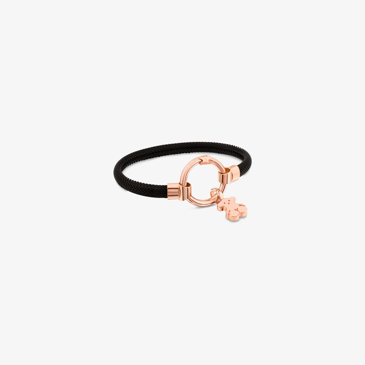 Tous - Pulsera Mediana Con Baño De Oro Rosa 18 Kt Sobre Plata Y Acero Ip Negro Hold - Rosado