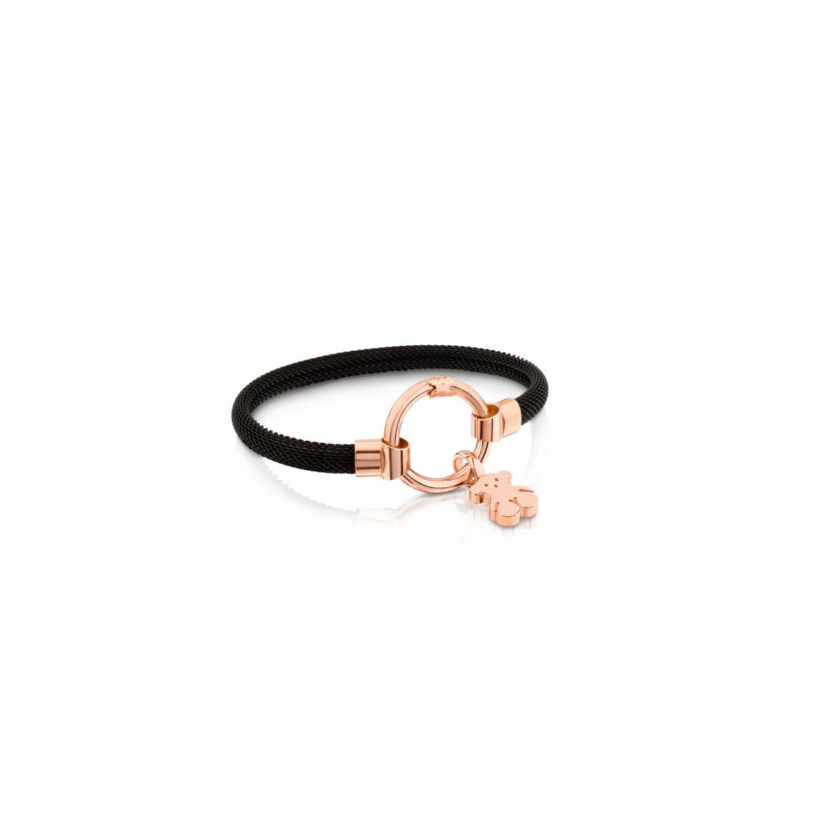 Tous - Pulsera Mediana Con Baño De Oro Rosa 18 Kt Sobre Plata Y Acero Ip Negro Hold - Rosa