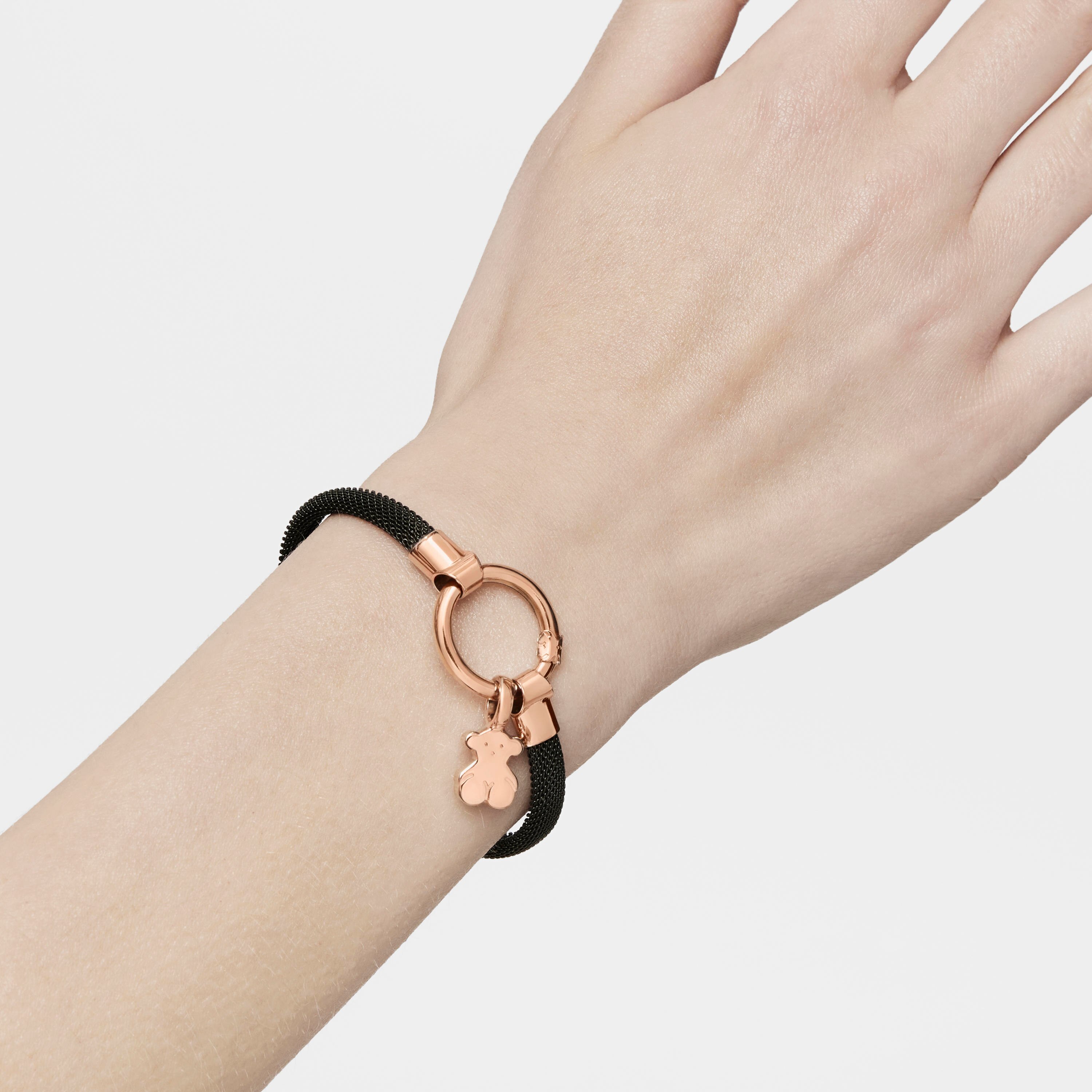 Medium Rose 18K gold vermeil and black IP Steel TOUS Hold Bracelet