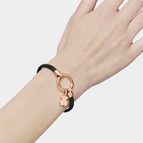 Medium Rose Vermeil Silver and black IP Steel TOUS Hold Bracelet