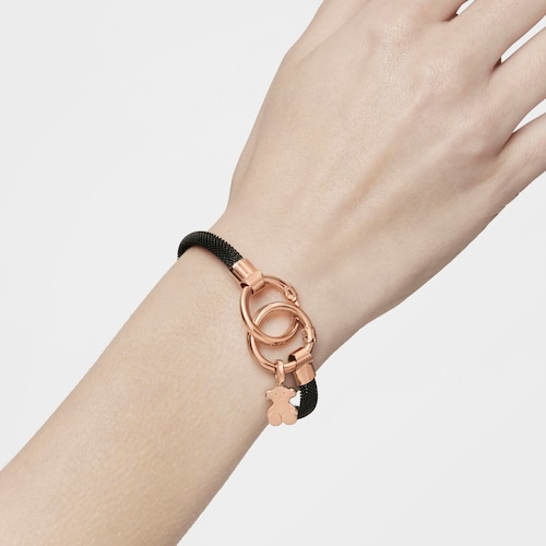 Medium Rose Vermeil Silver and black IP Steel TOUS Hold Bracelet