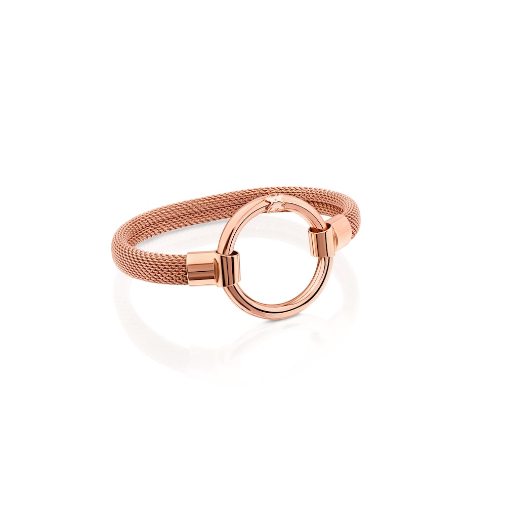 Pulsera con ba&ntilde;o de oro rosa 18 kt sobre plata y acero IP rosa Hold