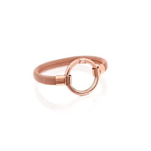 Pulsera con ba&ntilde;o de oro rosa 18 kt sobre plata y acero IP rosa Hold