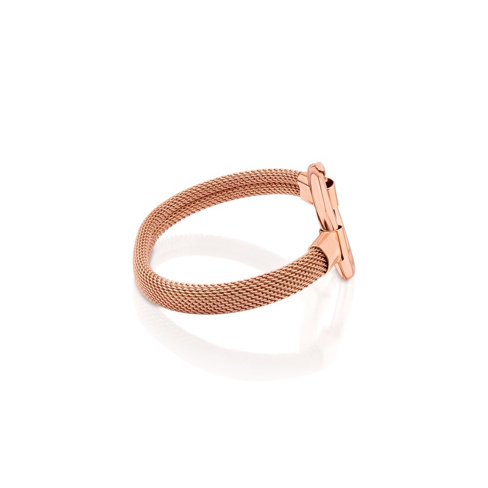 Pulsera con ba&ntilde;o de oro rosa 18 kt sobre plata y acero IP rosa Hold