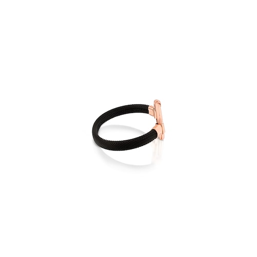 Rose Vermeil Silver and Black IP Steel TOUS Hold Bracelet
