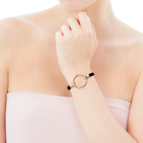 Rose Vermeil Silver and Black IP Steel TOUS Hold Bracelet