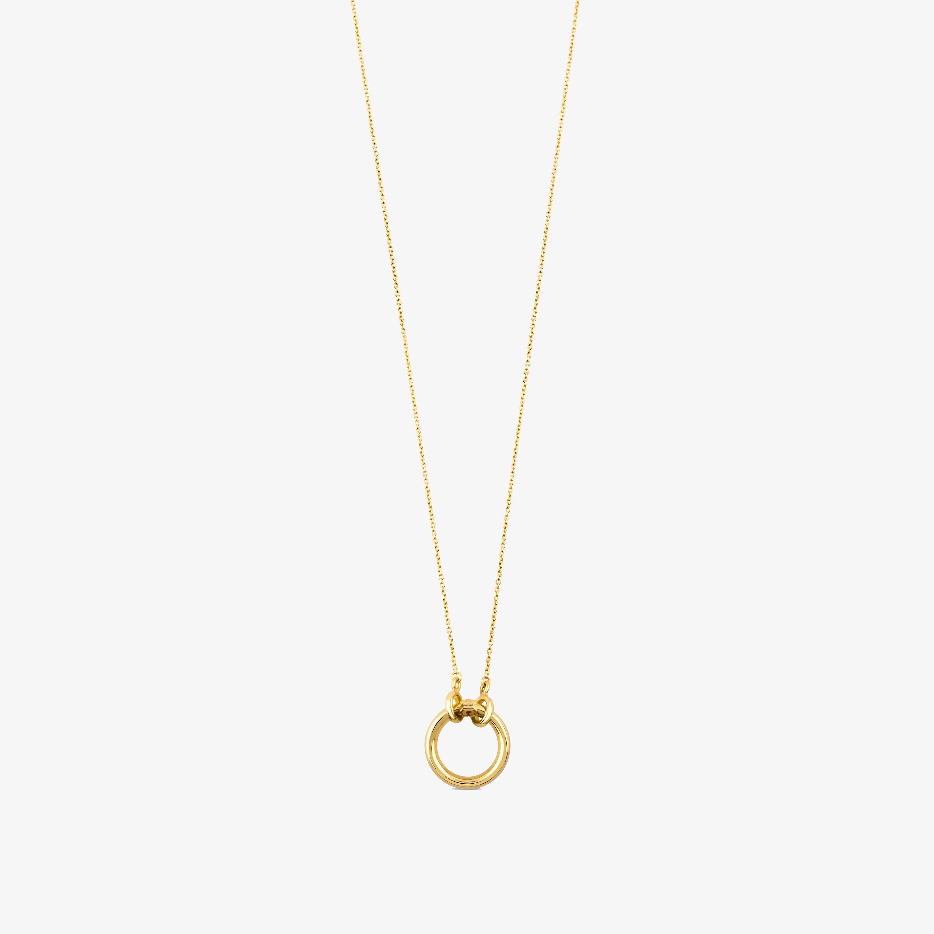 18K solid gold Hold Necklace with 47/100" ring