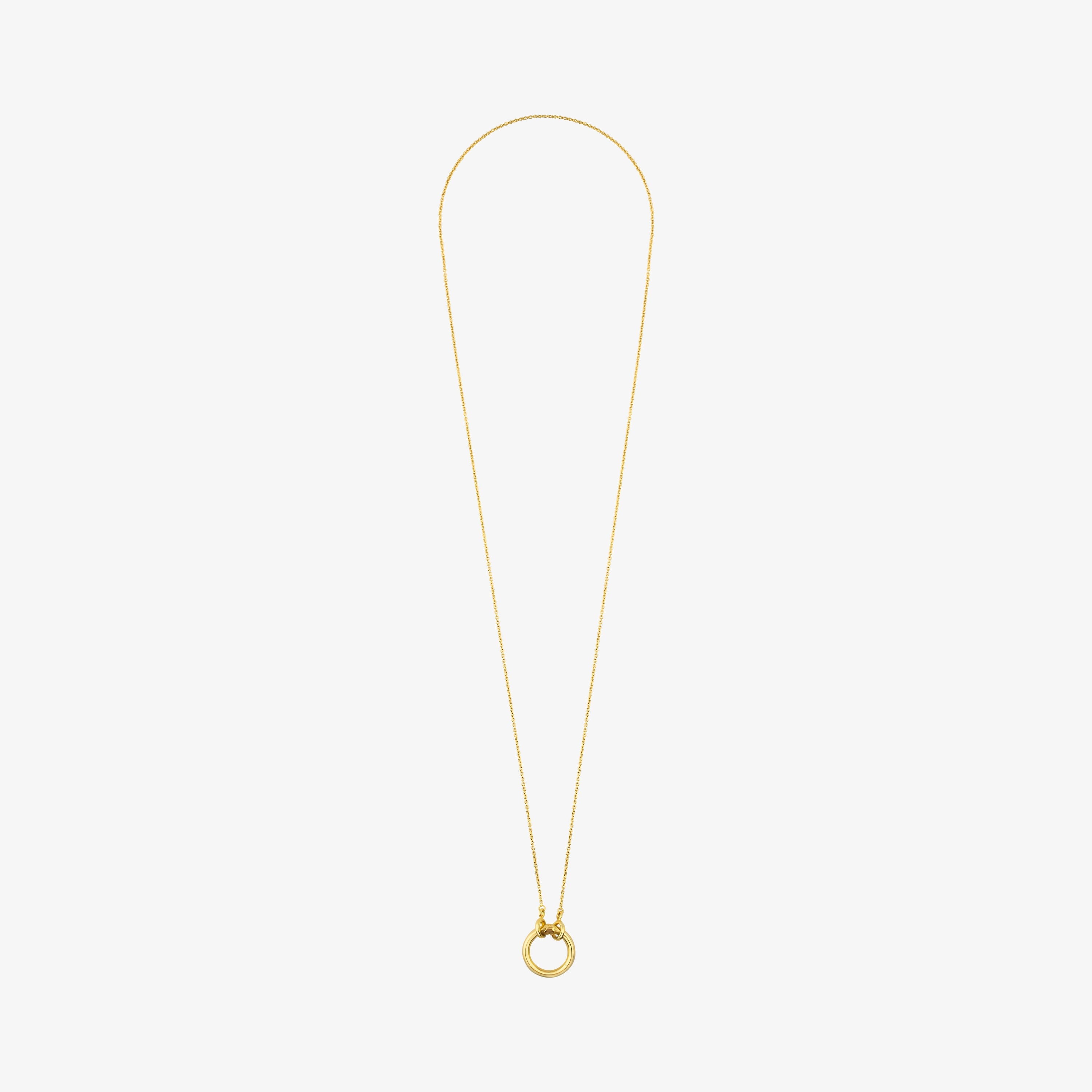 18K solid gold Hold Necklace with 47/100" ring