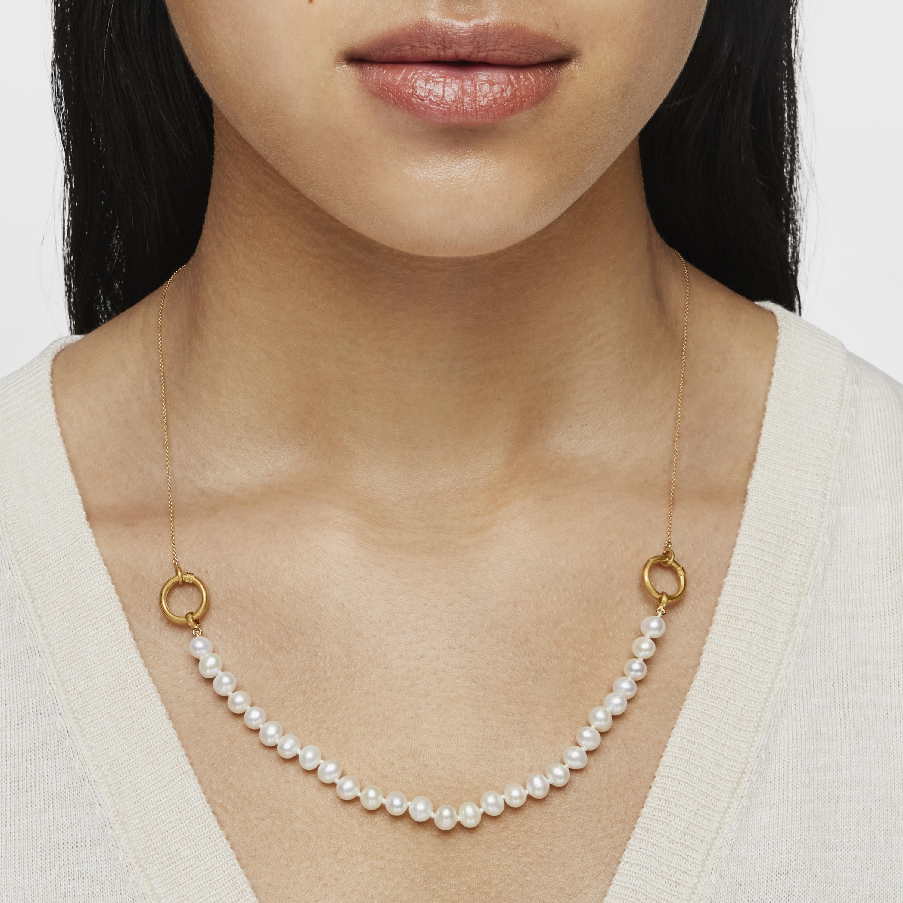 18K solid gold Hold Necklace with 47/100" ring