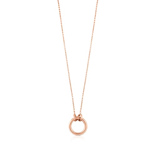 Collar con baño de oro rosa 18 kt sobre plata y anilla de 16mm Hold