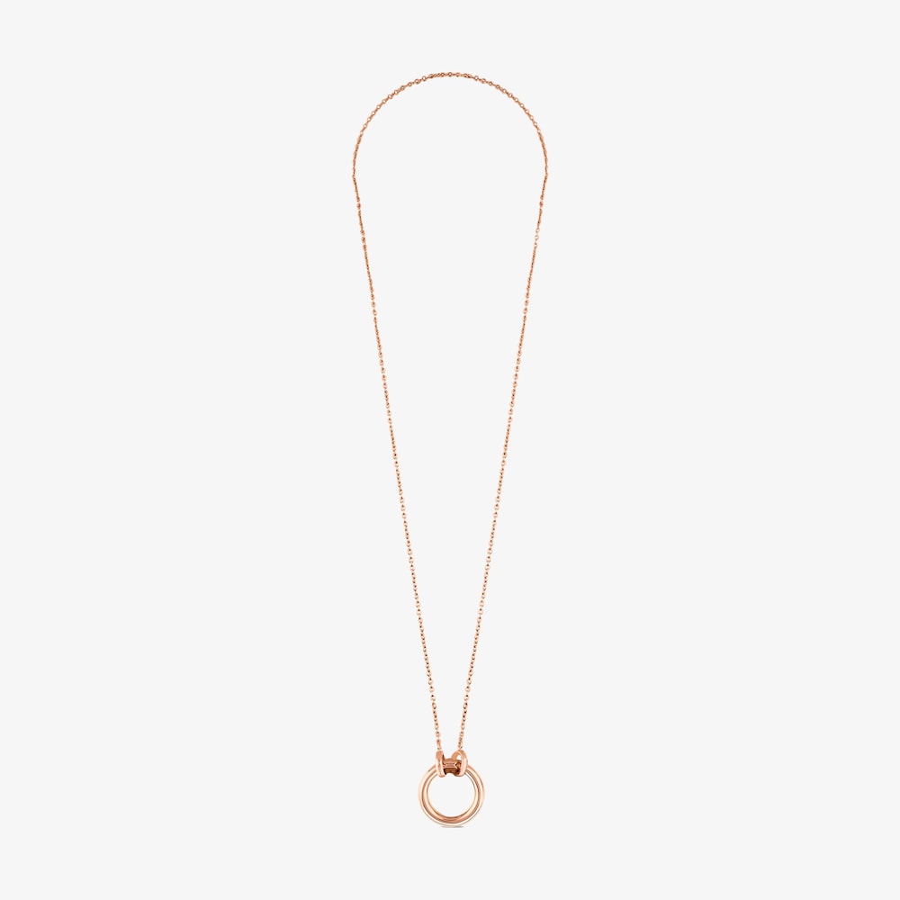 Collar con ba&ntilde;o de oro rosa 18 kt sobre plata y anilla de 16mm Hold