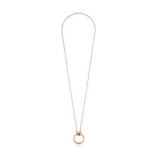Collar con baño de oro rosa 18 kt sobre plata y anilla de 16mm Hold